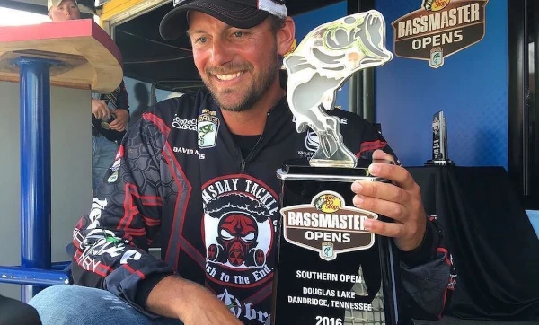 Close-up of Dave Mullins with his Bassmaster Southern Open trophy