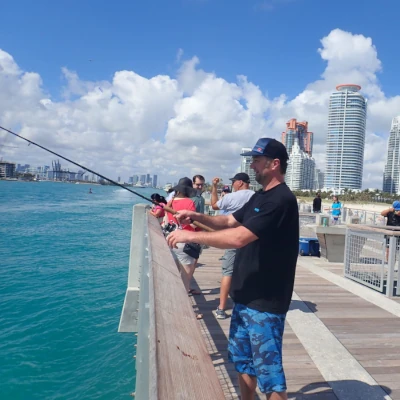 Nick Honachefsky fishing from the Miami pier